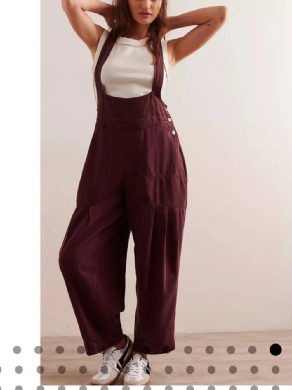 Free People Felix Tapered Linen Overalls Brown Size S NWT